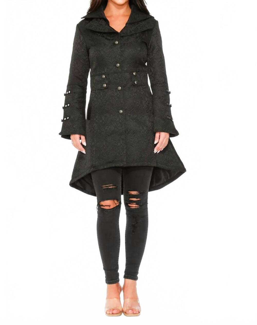 NEW ORCHID BLOOM brocade hilo coat with linen in black